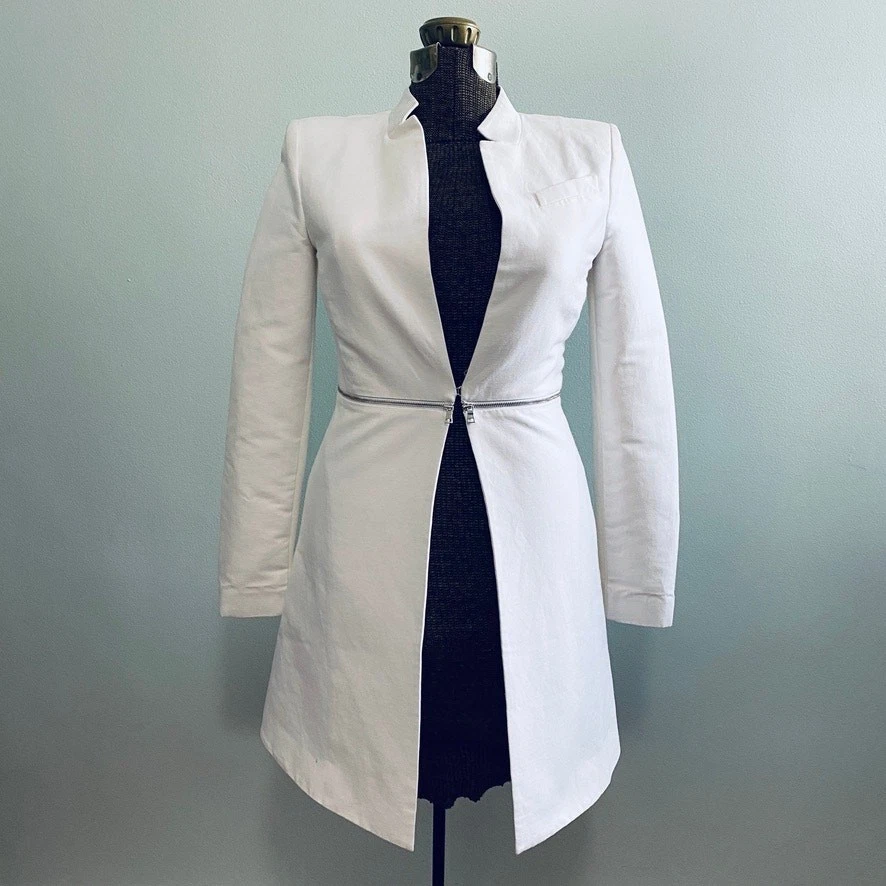 OFF WHITE Abito lungo giacca BCBGMaxazria bianco sporco