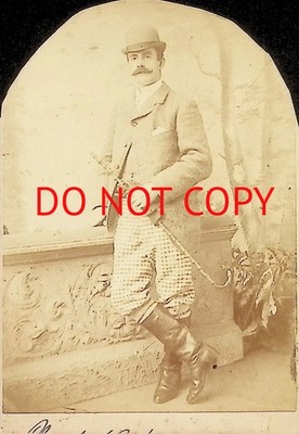 Cabinet Card Dapper Man Derby Hut Rohr Stiefel Foto NAMEN (751) GETRIMMT