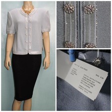 NWT New St. John Evening Blue Jacket L 10 12 Suit Blazer Buttons Sequins Shimmer