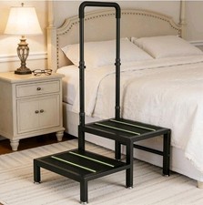 Non Slip Heavy-Duty 2 Step Stool w/ Handle For Elderly  Adults, Adjustable Rail