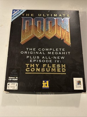 Ultimate Doom PC Game Windows 95 CD-ROM Poster Included Big Box Rare Vintage