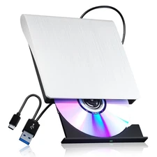 White External USB 3.0 CD/DVD Drive for Laptop Portable Optical Drive Burner