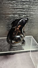 Baccarat France 3” Vintage Standing Bunny Rabbit Black Crystal Glass Figurine