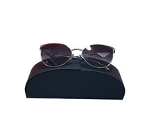 Prada PR 50ZS SPR50Z Triangle Logo Sunglasses Silver Grey Gradient 59mm  Case