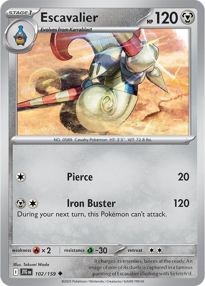 Pokemon TCG SV09: Journey Together Escavalier 102/159 Reverse Holo Uncommon
