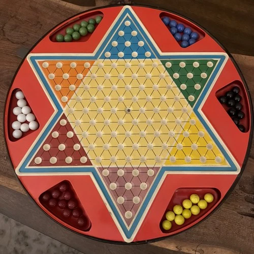 Vintage Ohio Art Chinese Checkers 2 in 1  Games #538 15” Metal Tin Game READ