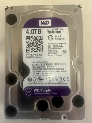 WD40PURX  4TB ( USED)  Surveillance Internal Hard Drive HDD