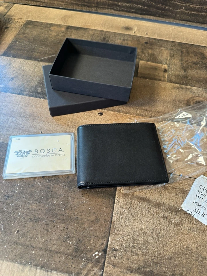 Nuevo Bosca Hombre NAPPA VITELLO Doble Plegable CARTERA DE CRÉDITO Porta Identificación Foto 3 de 4