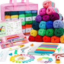 Crochet Yarn Kit for Beginners Adults and Kids 30 Colors Acrylic
