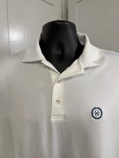 Peter Millar Summer Comfort Golf Polo Shirt Mens Medium White Logo EUC