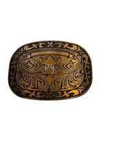 Unbranded Belt Buckle Unisex OS Gold Good Western Engraved Floral Green Stones