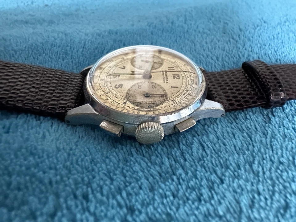 Leonidas Big Eye Chronograph Watch Manual Wind Working Serviced Vintage Classic - image 4 of 4