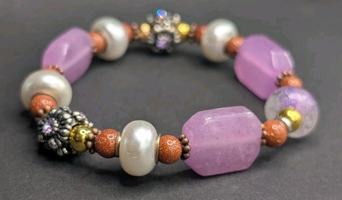 Women's Boutique Stylish Unique Beaded Stretch Bracelet (17cm) S/M 6.5" Wrist - 第 3/9 張圖片