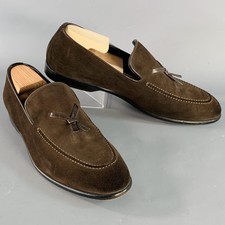 GUCCI Size 10 Chocolate Brown Suede Tassels Loafers