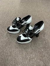 Funtasma Black White Patent Vegan High Heel Platform Wingtip Women Shoe Size