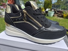 Womens Ladies Lace Up Wedge Heel Platform Trainers Pumps Sneakers Shoes Size