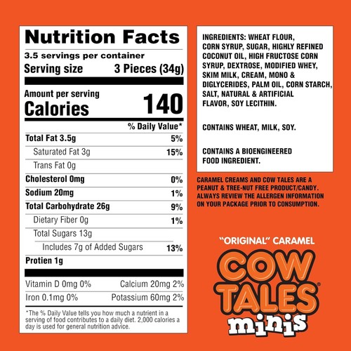 Goetze's Mini Vanilla Cow Tales, Original Caramel Minis, 4oz (12 Pack) - Imagen 5 de 20
