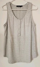 Doe & Rae Sleeveless Tank Top Women's Size Small Gray Striped Stripes EUC