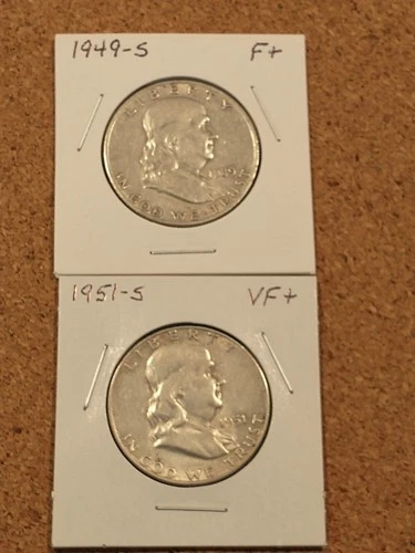 1949-S F+ Key Date and 1951-S VF+ Franklin Half Dollars