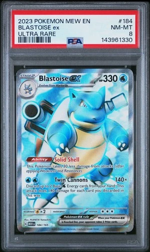2023 POKEMON MEW EN-151 ULTRA RARE #184 BLASTOISE EX PSA 8