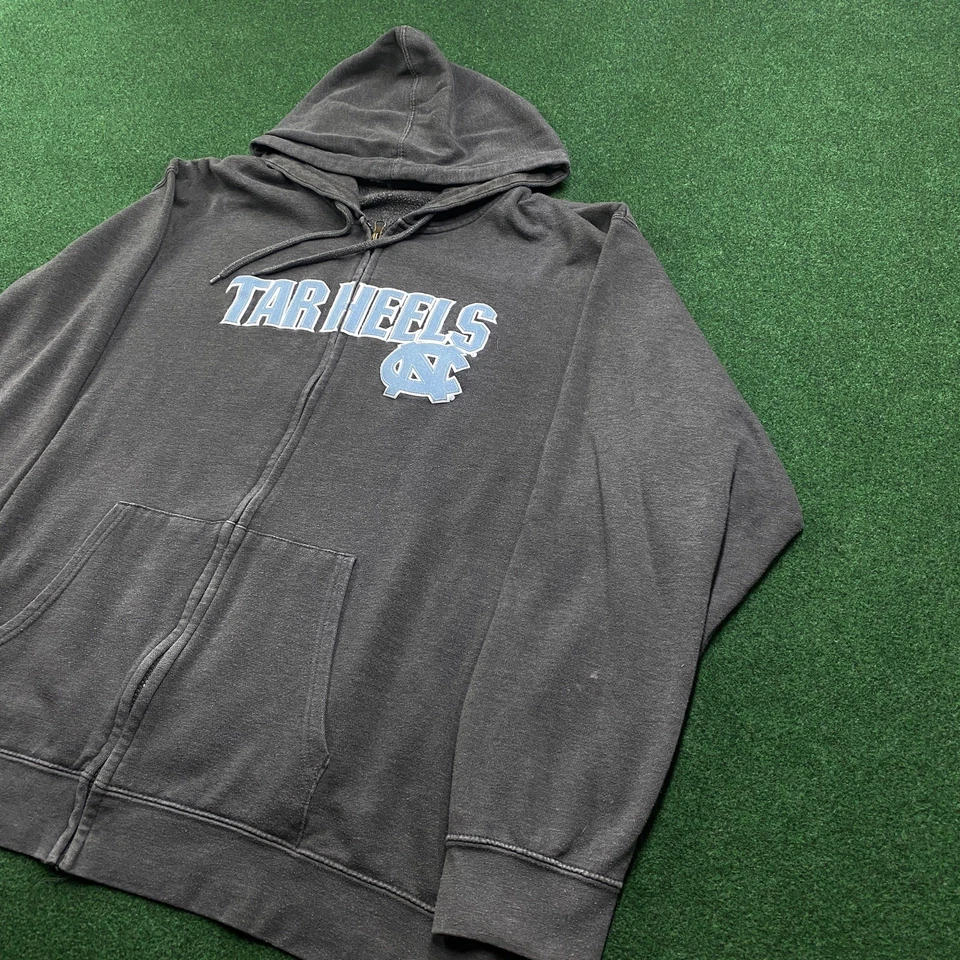 Sudadera con capucha vintage de la Universidad de Carolina del Norte para hombre 2XL gris universidad cremallera completa suéter Foto 2 de 4