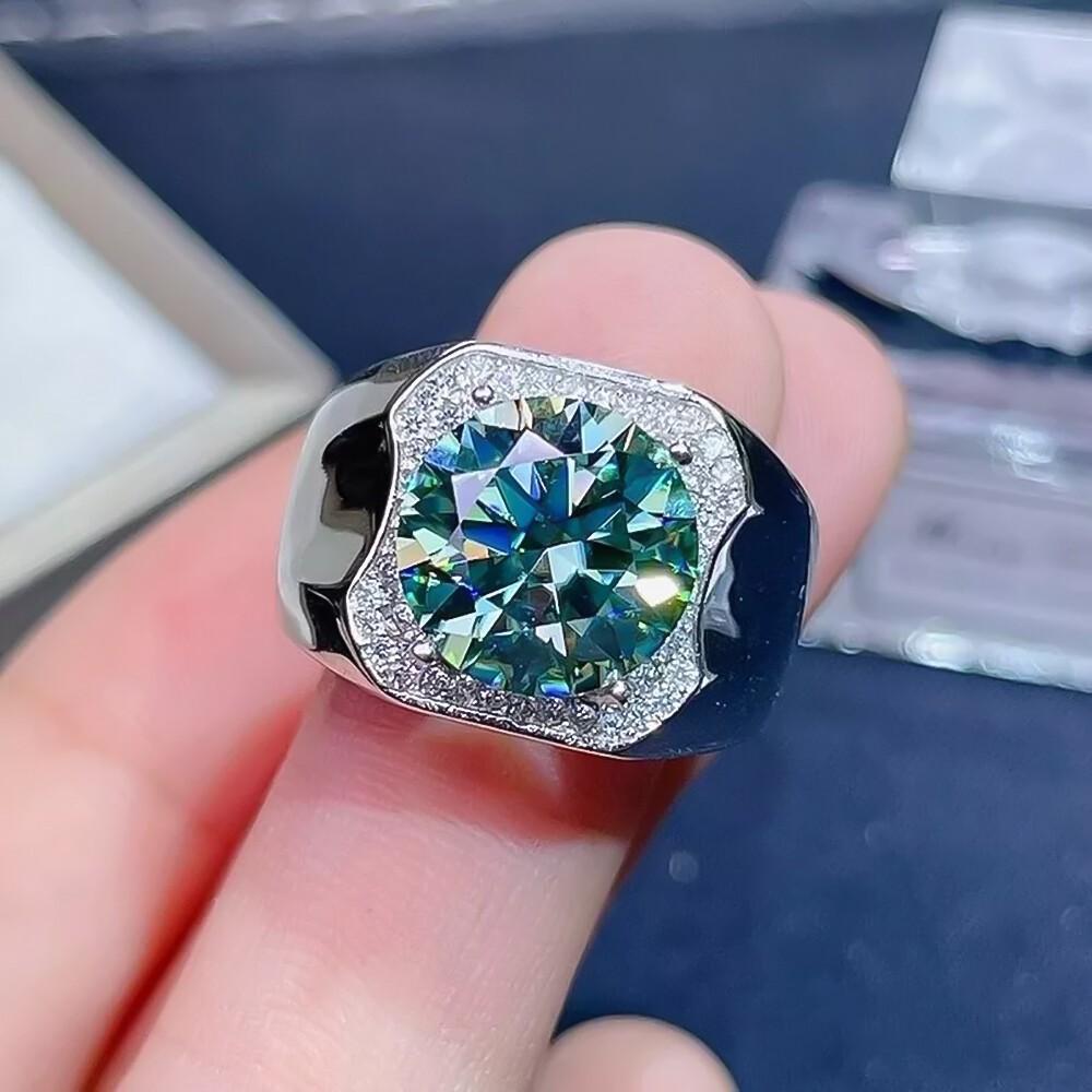 5.80 Ct Certified Round Cut Blue Diamond Solitaire Ring In 925 Sterling Silver