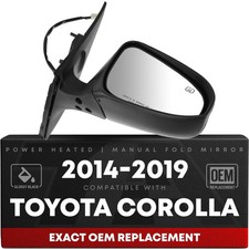 Passenger Side Mirror For Toyota Corolla Power Heated Manual Fold Convex Text... Passenger Side Mirror For Toyota Corolla Power Heated Manual Fold Convex Text...