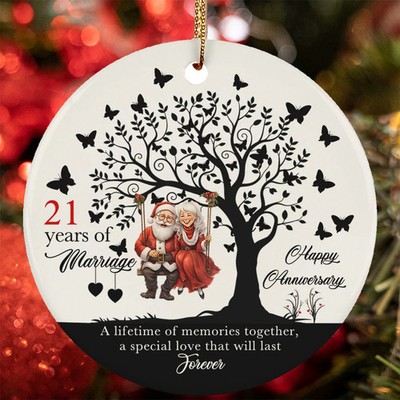 21 Year Marriage Anniversary Ornament Santa Claus Love Swing 21st Christmas Gift