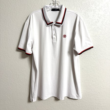 G Fore Polo Shirt Mens XL White Golf Performance Red White Tipped Patriotic USA