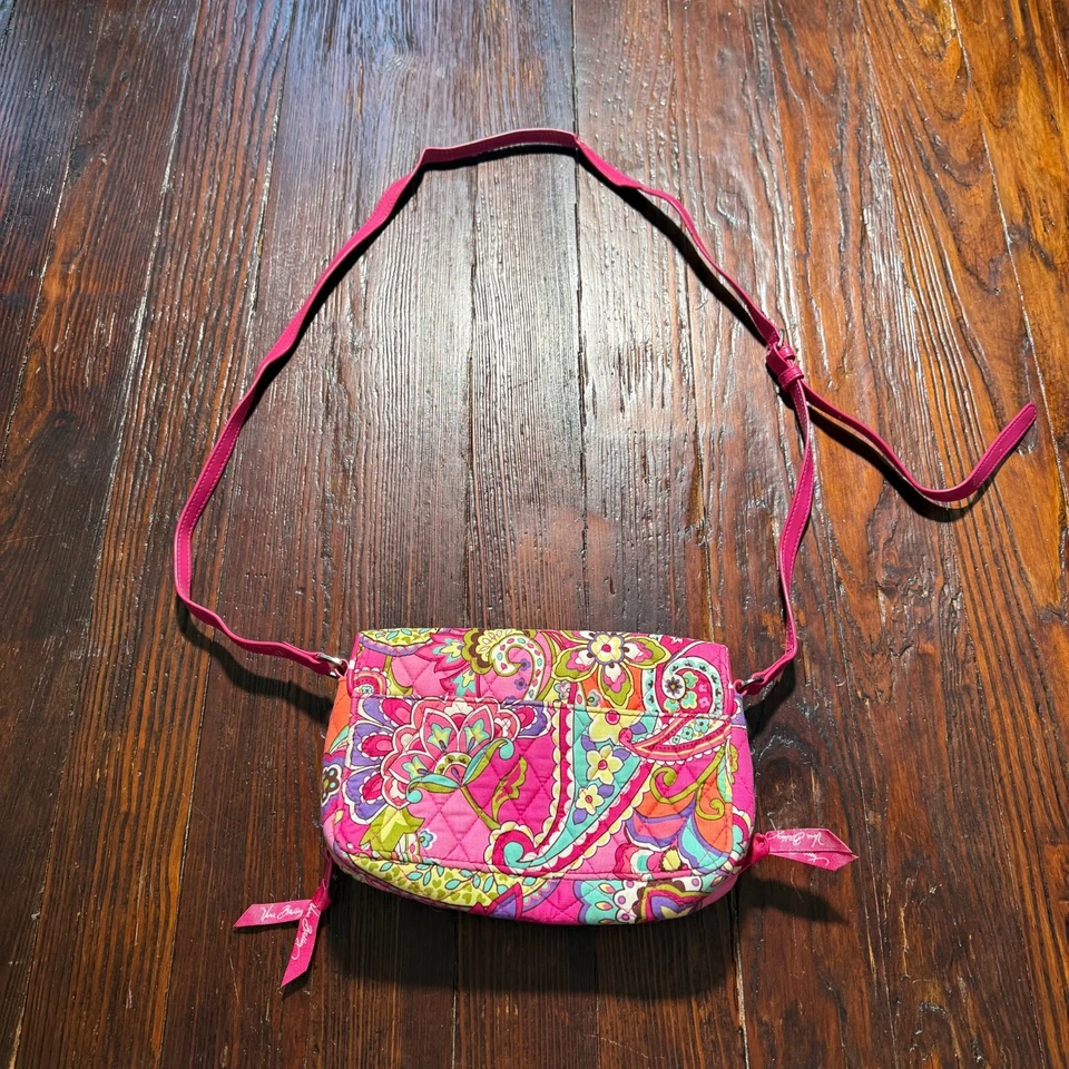 Vera Bradley Wallet Crossbody Pink Swirl Paisley Floral Turn Lock - Image 4 of 4