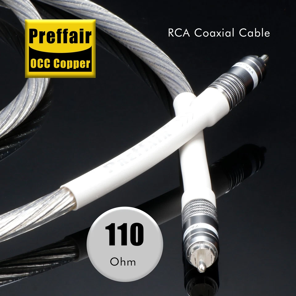 Premium OCC Silver Coaxial Cable 110Ohm Gold Plated RCA AES/EBU HiFi Audio Wire - Image 4 of 4