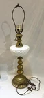 Vintage MCM Hobnail Milk Glass and Brass Table Lamp No Shade No Finial