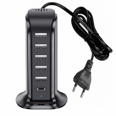 D97C USB Ladegerät 6-Port 5V 4A Schnell Desktop Ladestation Mehrfachladegerät - Bild 1 von 4