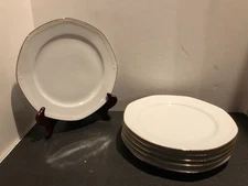 Set of 6 Mitterteich Bavaria Sonya MIT143 10" Dinner Plates Gold Trim Octagonal