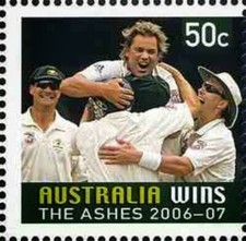 SHANE WARNE ON STAMP -  AUSTRALIA  2007 ASHES WIN   FIRST DAY COVER