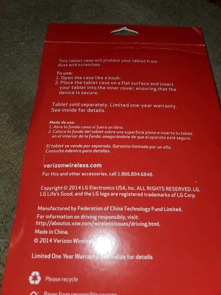 Tablet Case for LG G Pad 10.1 LTE, Pink with gray interior, new in retail pkg. - Image 3 of 3