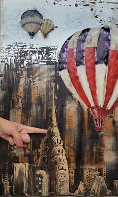 Hot Air Balloons over New York City NYC Skyline 3D Mixed Media