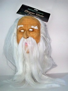 Adult Old Man Wizard Full Latex Mask With White Hair Beard