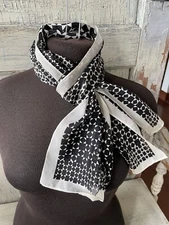 B & W Geometric Mod Print Semi-Sheer 100% Polyester Rectangular Scarf * pls read
