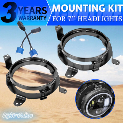 2X 7'' Round LED Headlight Mounting Bracket Ring Fir for Jeep Wrangler JL 2018+