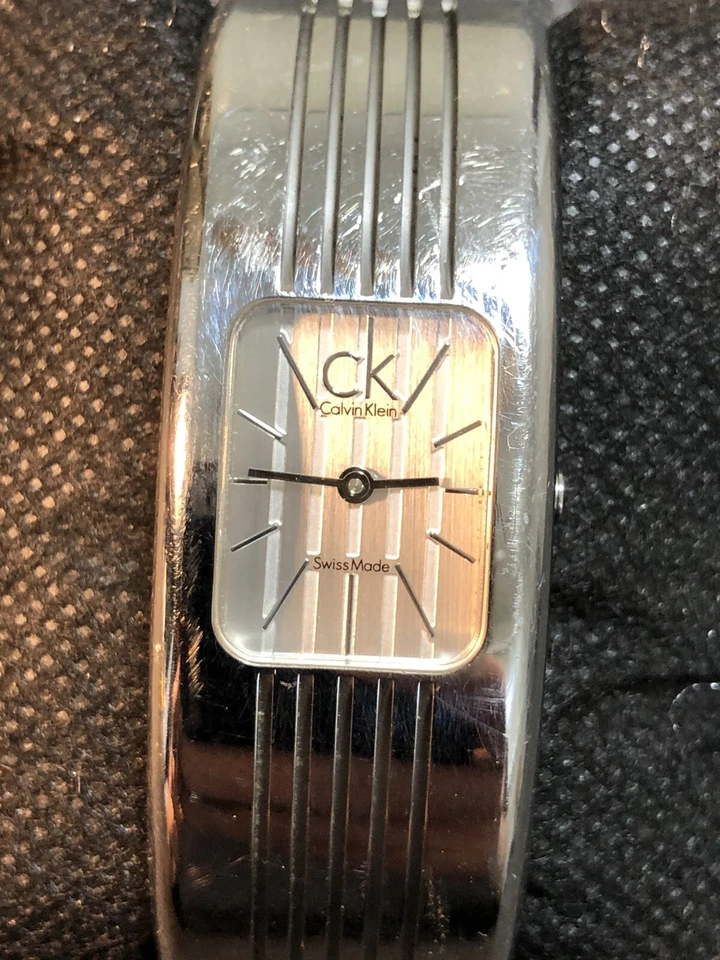 Women's Calvin Klein Swiss Quartz 21mm Stainless Cuff Bangle Watch New Battery - Image 2 of 4