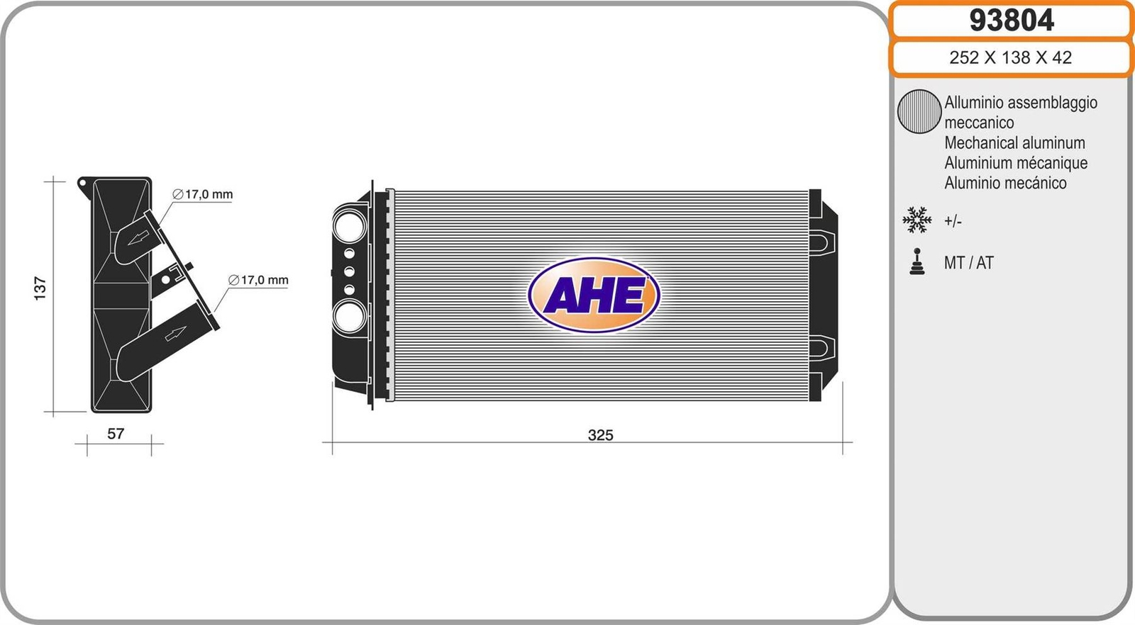 Radiateur de chauffage Fiat Palio et Strada Pick-Up 1.9 D pour habitacle