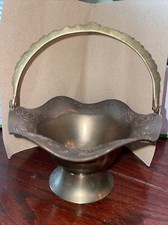 Vintage solid Brass Basket with handle 8  x6  