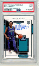 2017-18 Panini Impeccable Rookie Autograph No 139 Malik Monk No 71 of 99 PSA 9