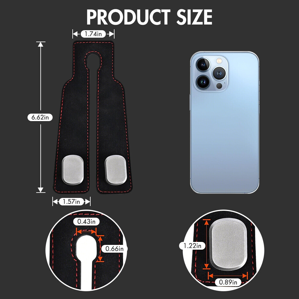 1pcs Black Car Headrest Hook Leather Seat Back Hanger Bag Purse Cloth Holder