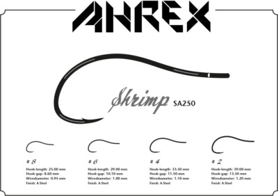Ahrex SA250 Salt Shrimp Hooks 9 Pack Fly Tying Small Barb Chemically Sharpened