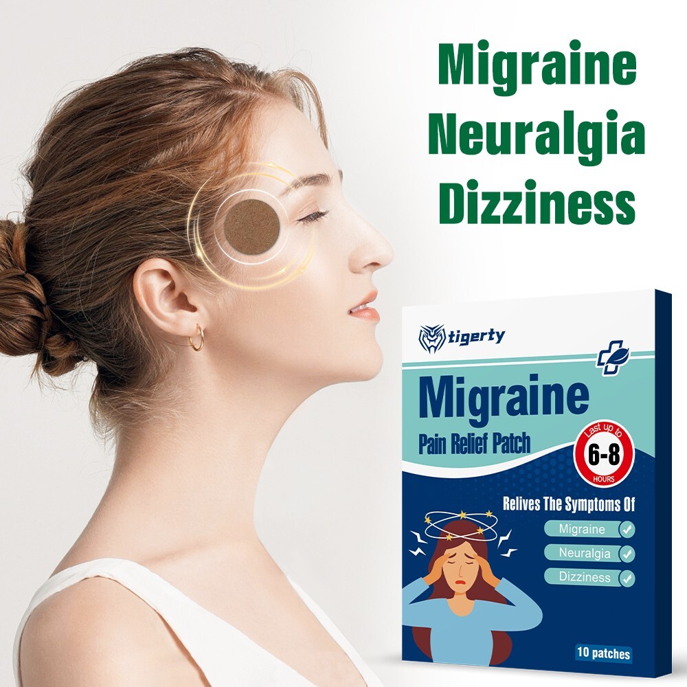 tigerty Migraine Relief Patch Fast Headache Ear Pressure Sooth Natural Herb 20Pc