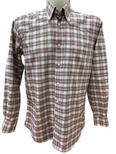 BOGNER size 42-L men's shirt shirt checked long sleeve white black red pink