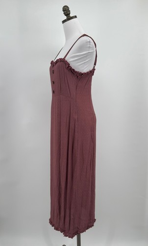 Rove Swimwear Mauve Dots Adjustable Straps Ruffle Midi Dress Sz M - Picture 3 of 9