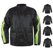Veste Pluie Nylon 100% Etanche Capuche Reflechissant Moto Motard Sport Scooter